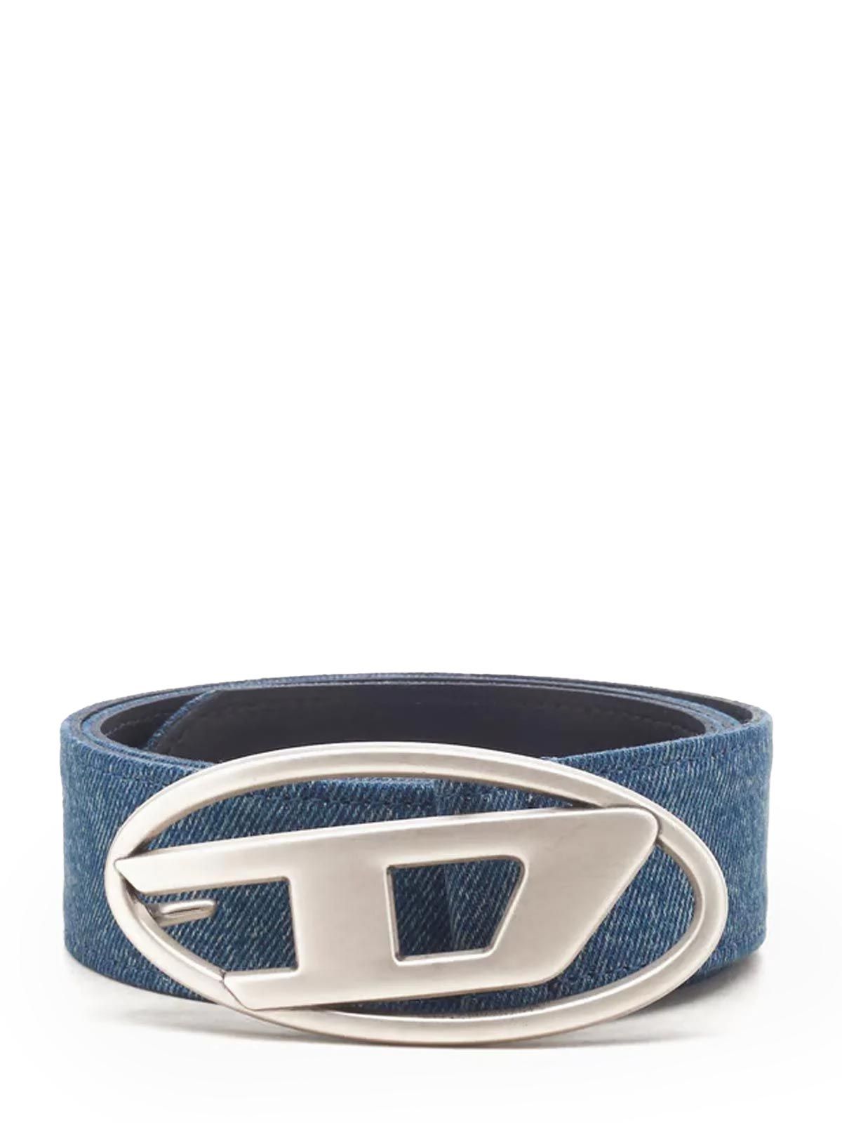 large blue Diesel B-1dr belt with unisex D-logo | Quaranta